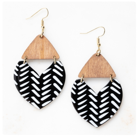 Plunder Jewelry - Acrylic and Wood Accent Drop Earrings